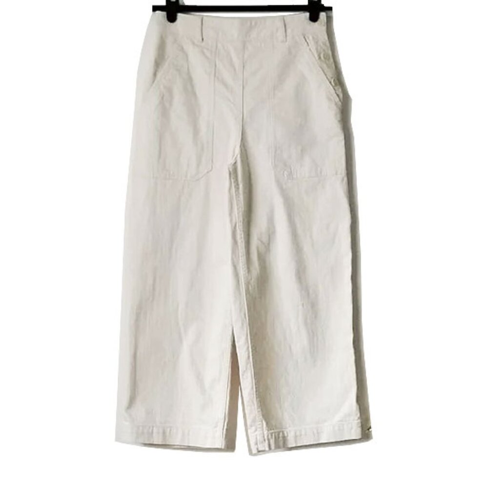 Toast High Waist Sailor Pants UK 8 28x12x24 Cream Side Button Wide Leg Cropped